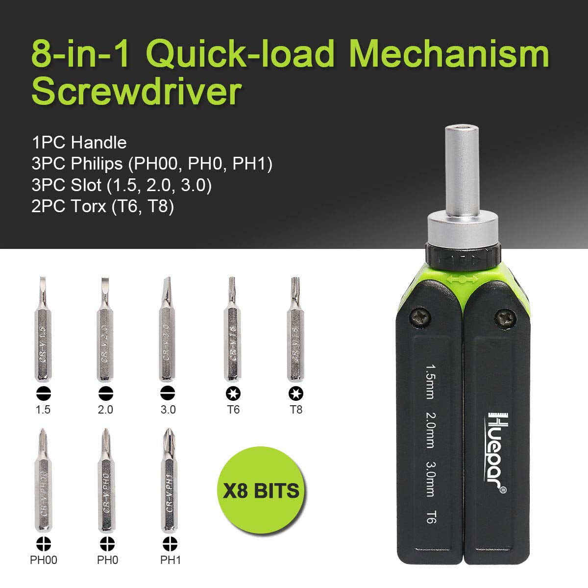 8-in-1 Multi-Bit Ratchet Precision Screwdriver Set, Quick-load Mechanism Screwdriver Kit Folding with Replaceable Bit... - Image 5