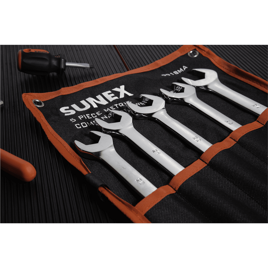 Sunex 9918MA 5pc Metric Full Polished V-Groove Combination Wrench Set - Image 2