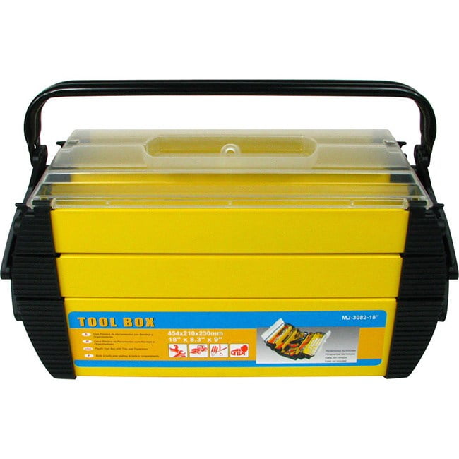 Yellow Deluxe Steel and Plastic 18-inch Tool Box - Image 3