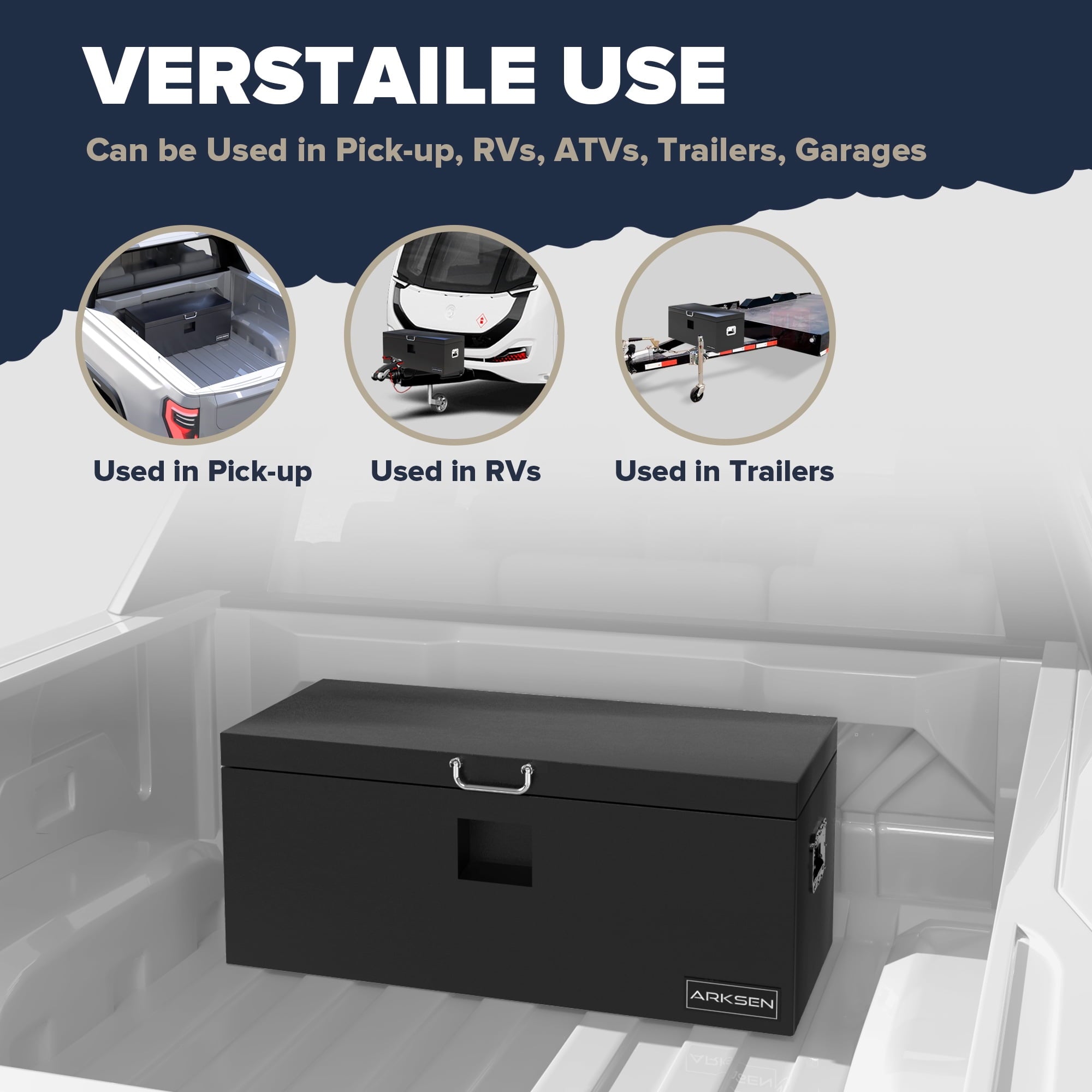 36 x 15 x 15 Inch Steel Truck Bed Tool Box, Heavy Duty Weather-Resistant Utility Storage Chest for Pickup Trucks, Tra... - Image 4
