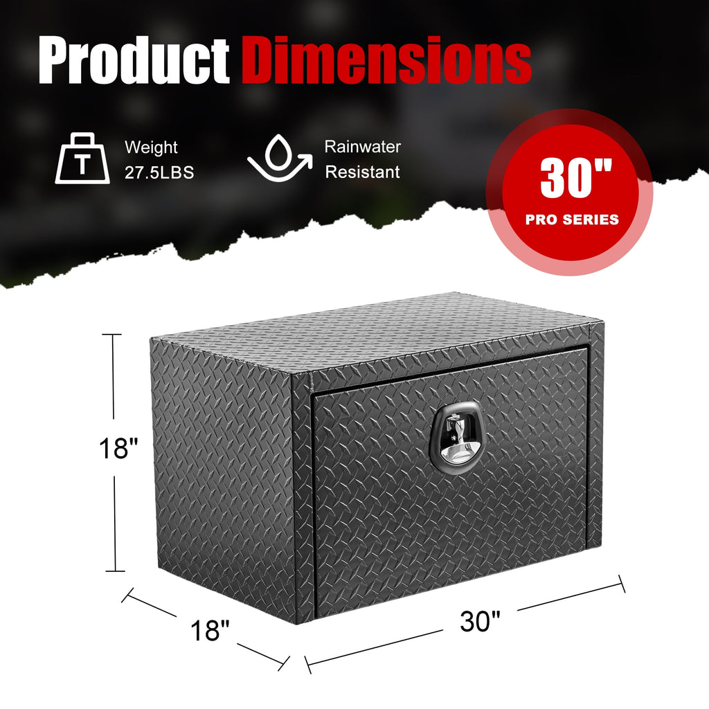 30 Inch Aluminum Underbody Truck Tool Box Heavy Duty Underbed Toolbox Tool Storage Organizer Chest With Lock And Keys... - Image 2
