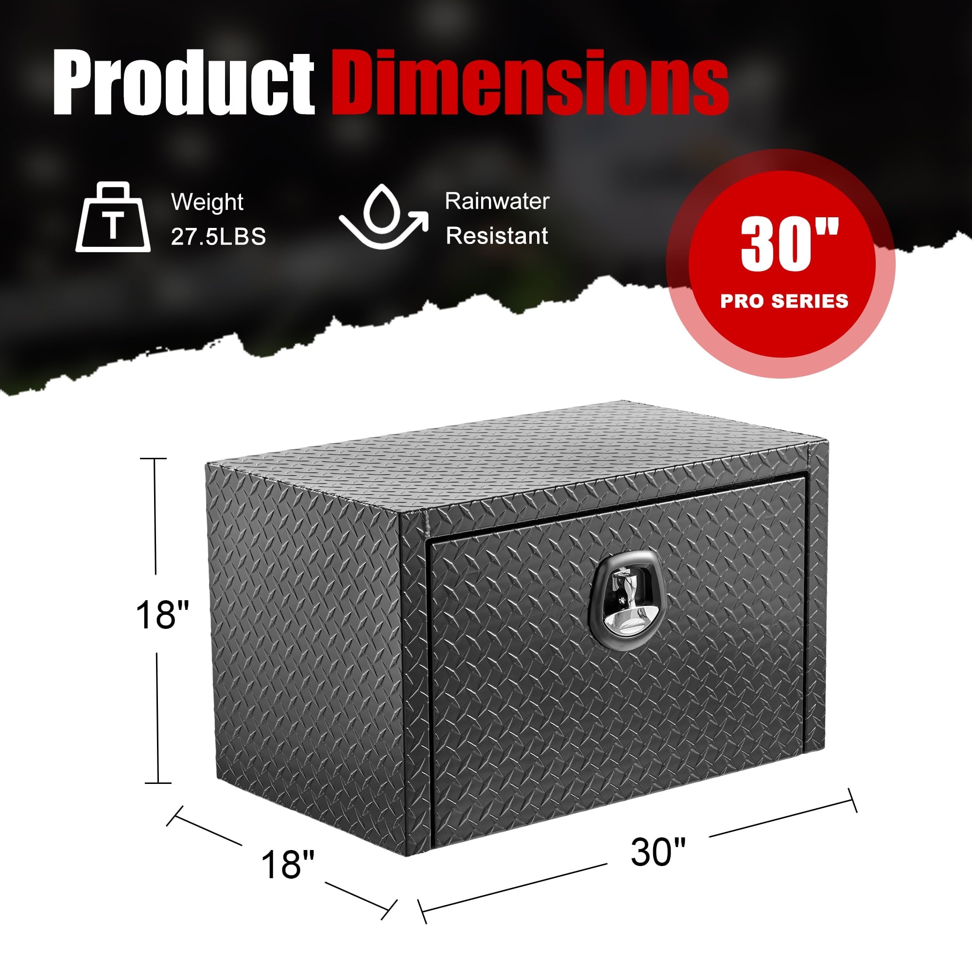 30 Inch Aluminum Underbody Truck Tool Box Heavy Duty Underbed Toolbox Tool Storage Organizer Chest With Lock And Keys... - Image 2