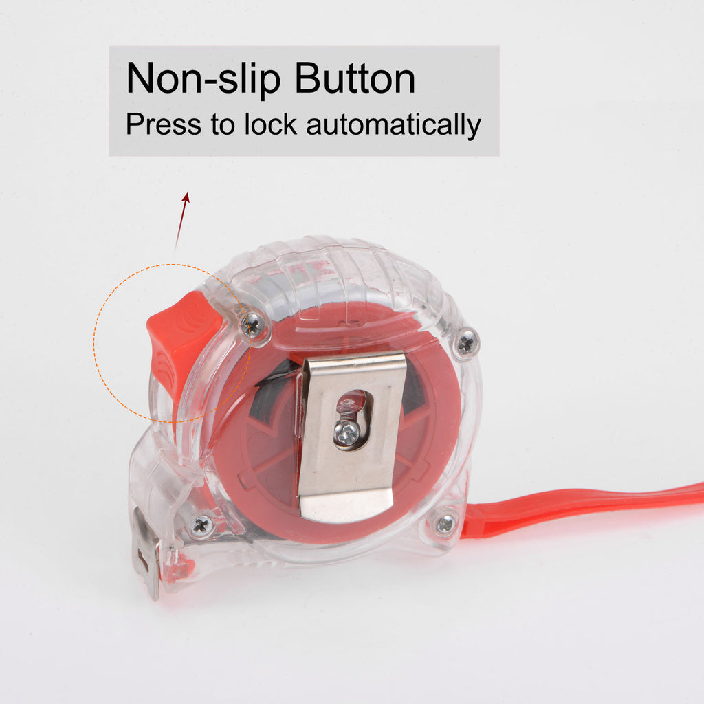 Tape Measure 3 Meters Metric Ruler Extra Thick Steel Measuring Tape 19mm Wide, Transparent Red ABS Case - Image 3