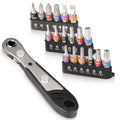 Mini Ratchet Wrench Screwdriver Bit Set, 1/4 Drive 36 Teeth Ratcheting Screwdriver, High Torque Offset Screwdriver Re...