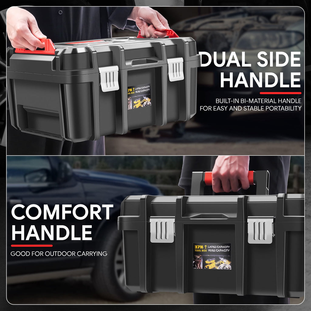2pcs Tool Boxes Set - Lockable Organizer Storage Portable Toolbox with Removable Tray for Workshop Garage & Household... - Image 4