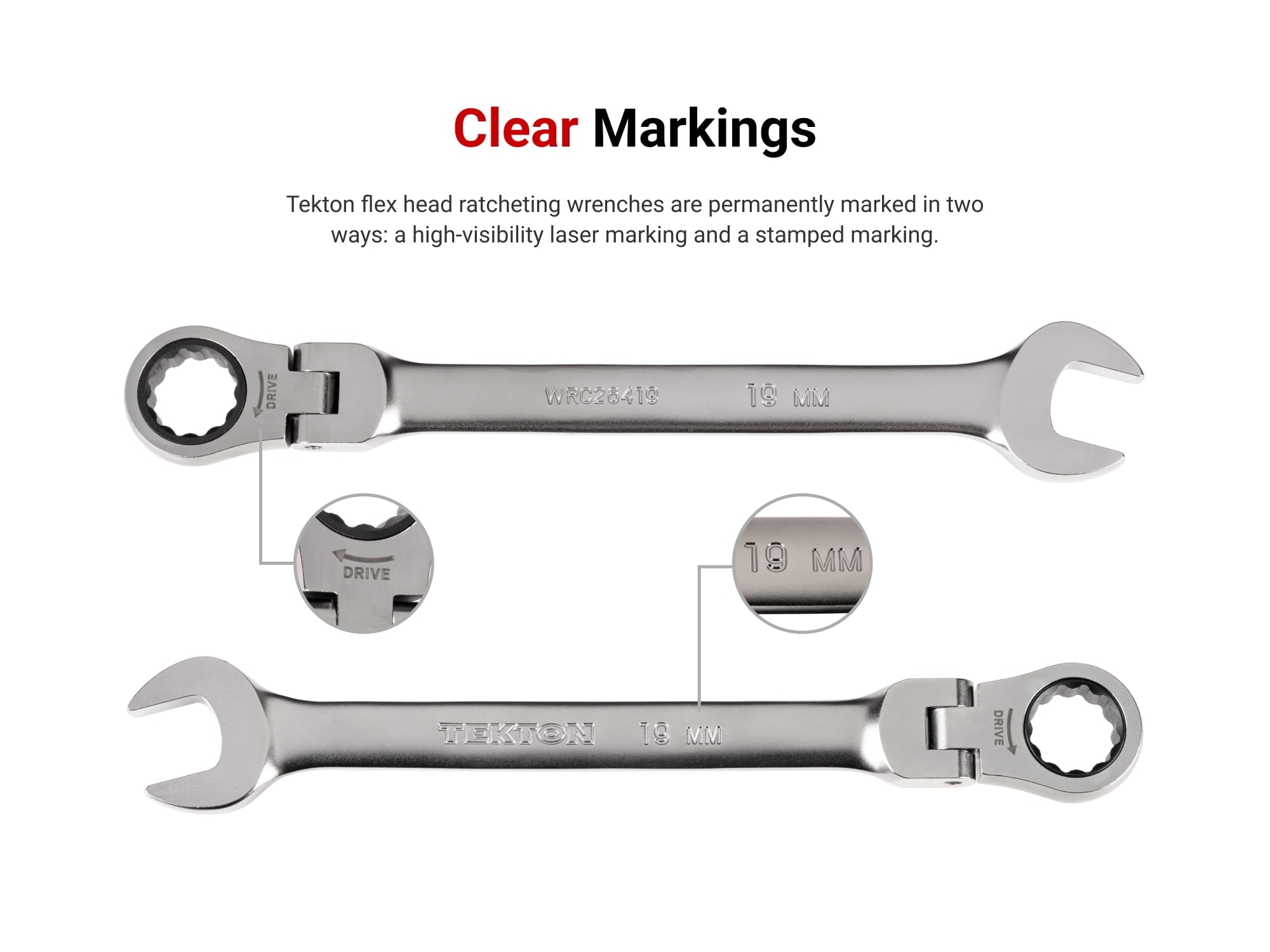 Flex Head 12-Point Ratcheting Combination Wrench Set, 34-Piece (1/4-1 in., 6-24 mm) | - Image 2