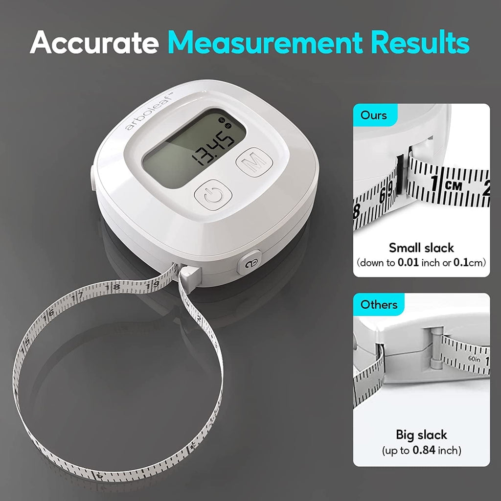 Smart Body Measuring Tape - Digital Fitness Tracker, Easy To Read - 60 In, White - Image 3