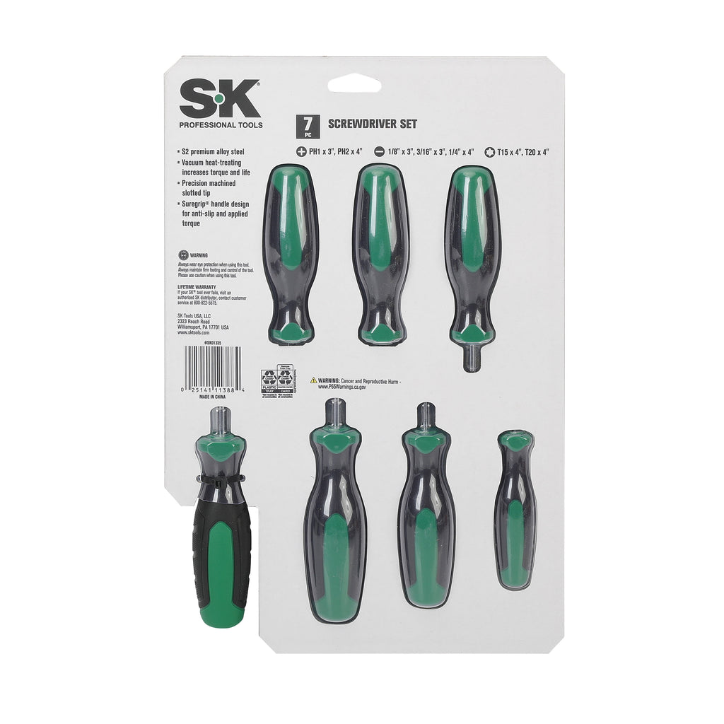SK Hand Tools 7 Piece Screwdriver Set with 360 Degree Rotation - Image 3