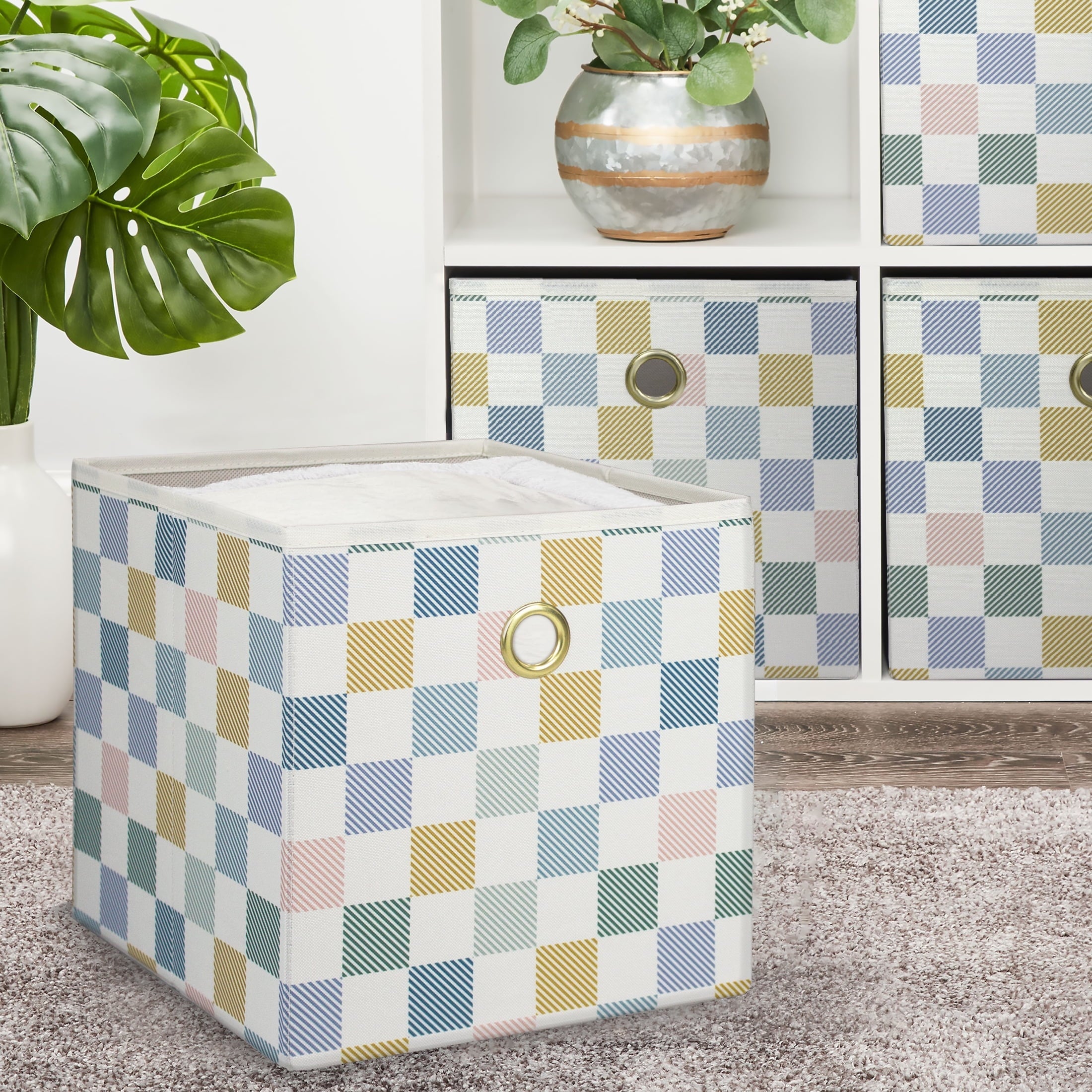 Collapsible Fabric Cube Storage Bin, Rich Black