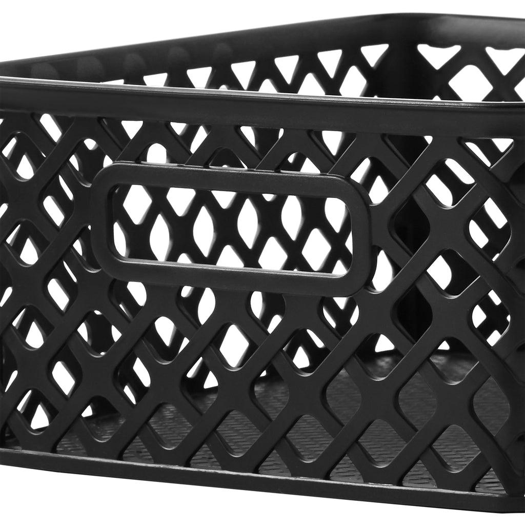 Small White Decorative Plastic Storage Basket, 10 in x 8 in x 4 in