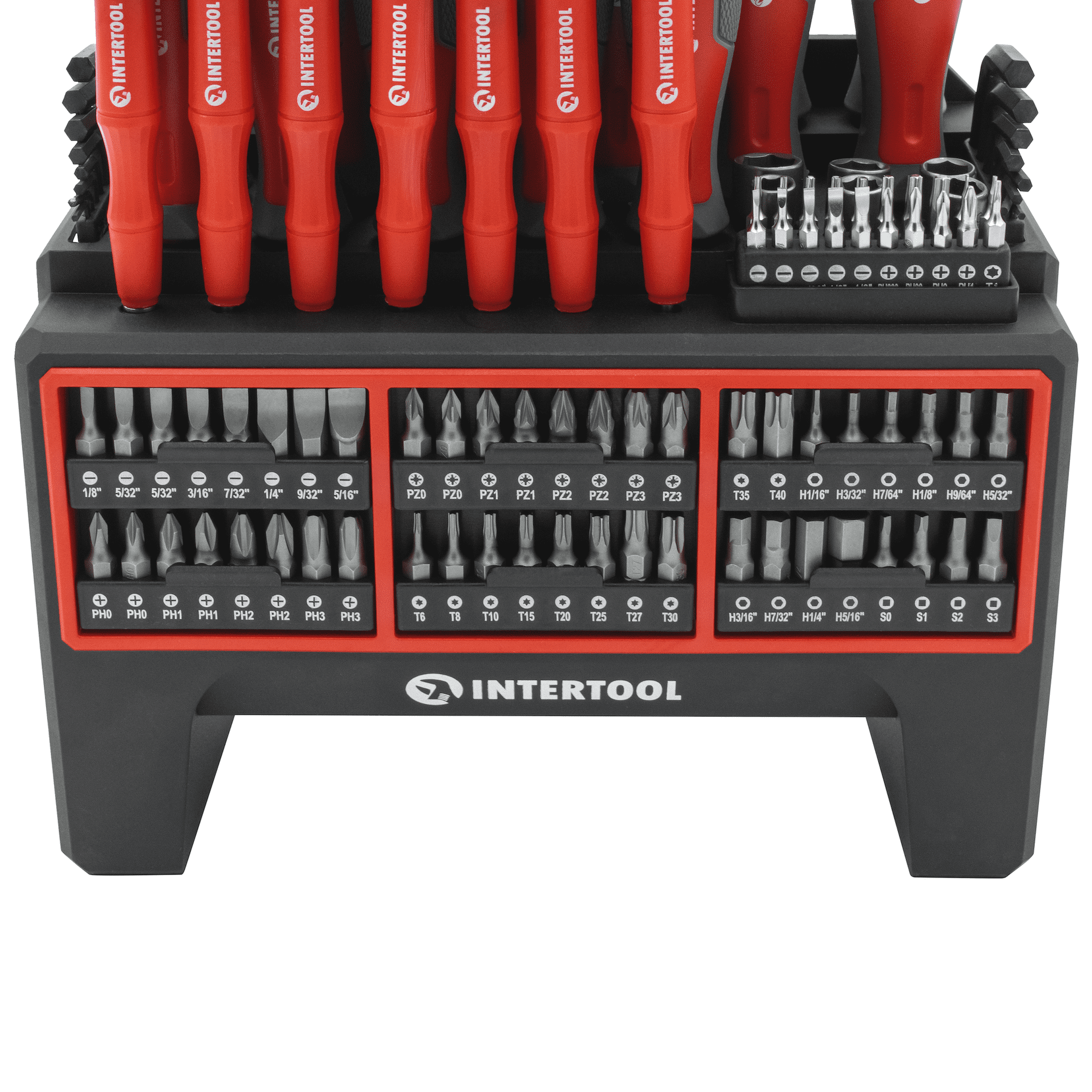 INTERTOOL 114-Piece Magnetic Screwdriver Set with Organizer VT08-3372 - Image 4