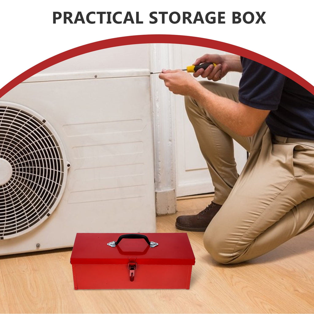1Set Red Metal Tool Box for Household Tools and Portable Use 39.0X16.0X13.0Cm - Image 3