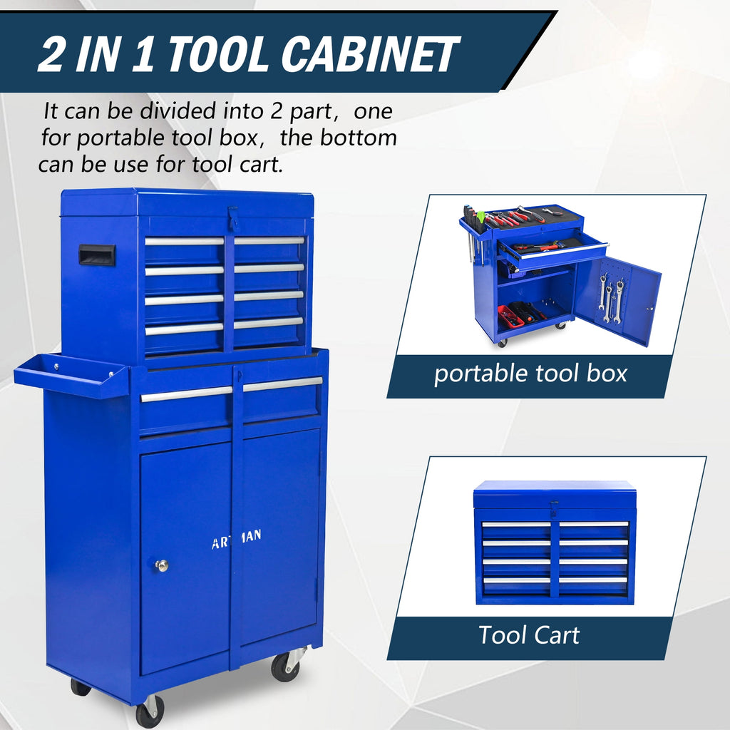 5-Drawer Tool Box, Rolling Tool Chest, Stainless Steel Tool Box with Brake Wheels and 4 Drawers, Detachable Tool Cart... - Image 6