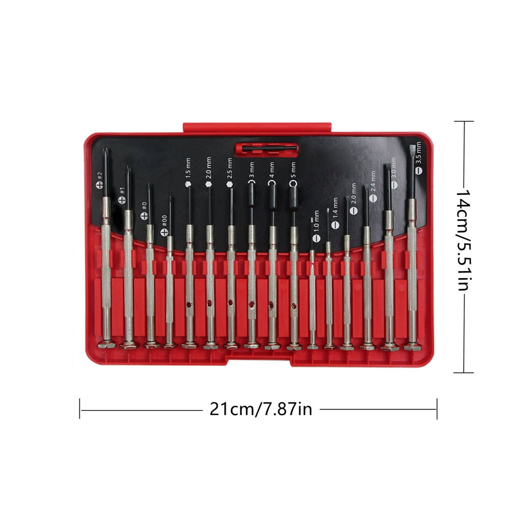 16Pcs Screwdriver Set with Case, Small Precision Screwdriver Kit, Flat head Phillips Hex Socket Head, Suitable for El... - Image 2