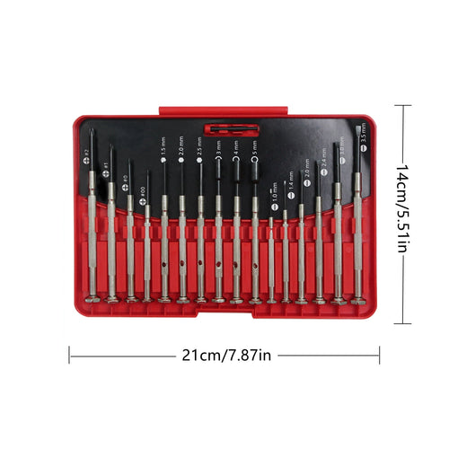 16Pcs Screwdriver Set with Case, Small Precision Screwdriver Kit, Flat head Phillips Hex Socket Head, Suitable for El... - Image 2