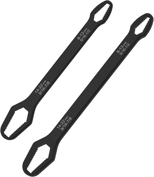 2 Pcs Black Universal Wrench Set, 8-22mm Universal Multifunctional Wrench, 220mm and 260mm Length Double Ended Self-T...