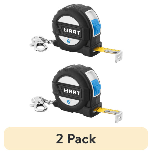 (2 pack) 6-Foot Compact Tape Measure Keychain, Wide-Blade, 0.17 lbs