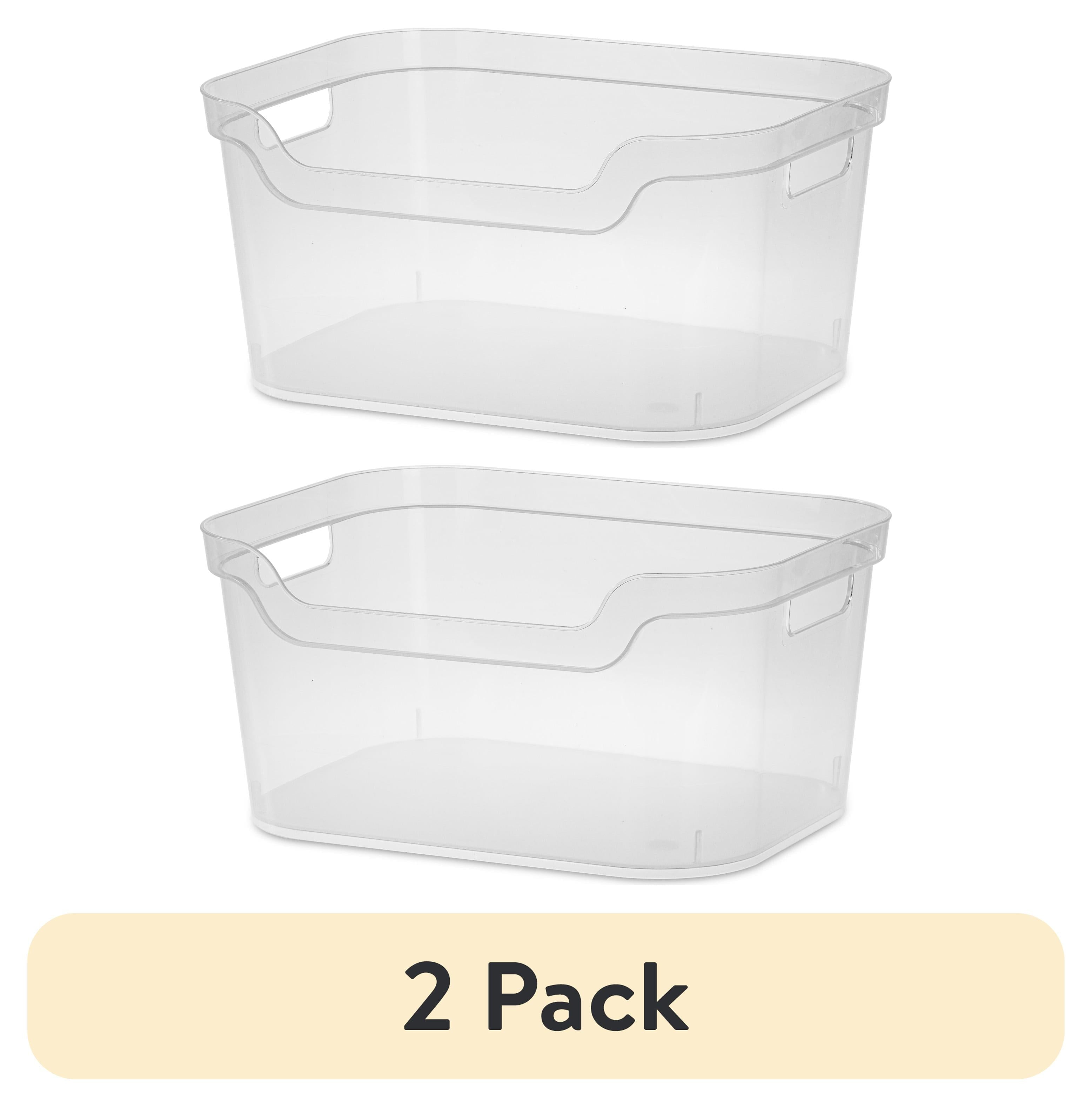 Large Open Bin, Clear Plastic, Easy Access Bin with Scoop Front, Clear