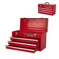 20.3“ Metal Tool Box with Drawer Portable Steel Metal Tool Box with Protective Liner and Metal Latch Closure and Lock...