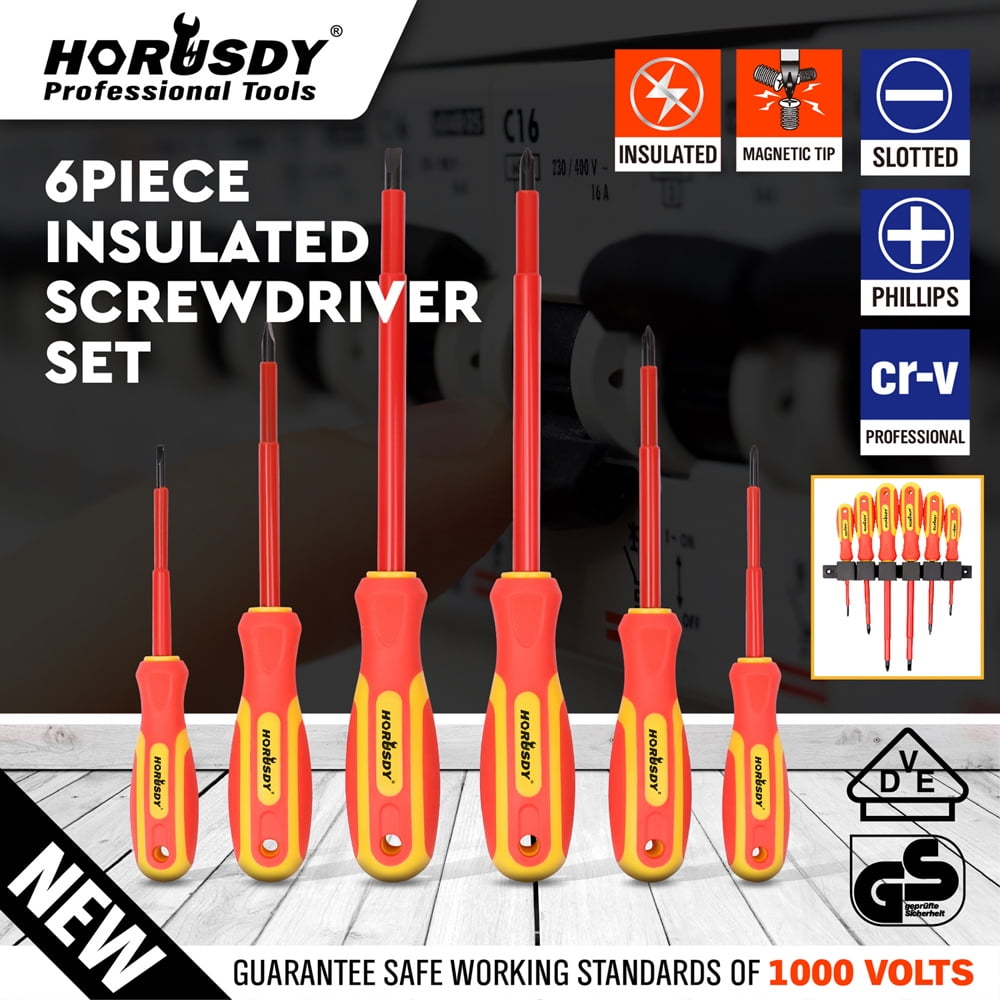 6pc Electrician's Insulated Magnetic Electrical Hand Screwdriver Tool Set Slotted Phillips New - Image 2