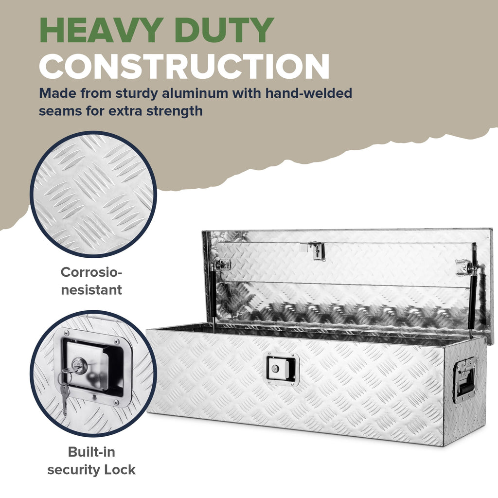 39" Aluminum Bar Tread Tool Box Chest Box Pick Up Truck Bed RV Trailer Toolbox Storage With Side Handle And Lock Keys... - Image 4