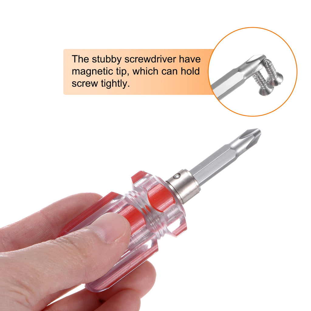 Uxcell 2 in 1 Short Screwdrivers Set PH2 Phillips SL6 Flat Head Stubby Magnetic CR-V Screwdrivers Pocket Tip Slotted - Image 4