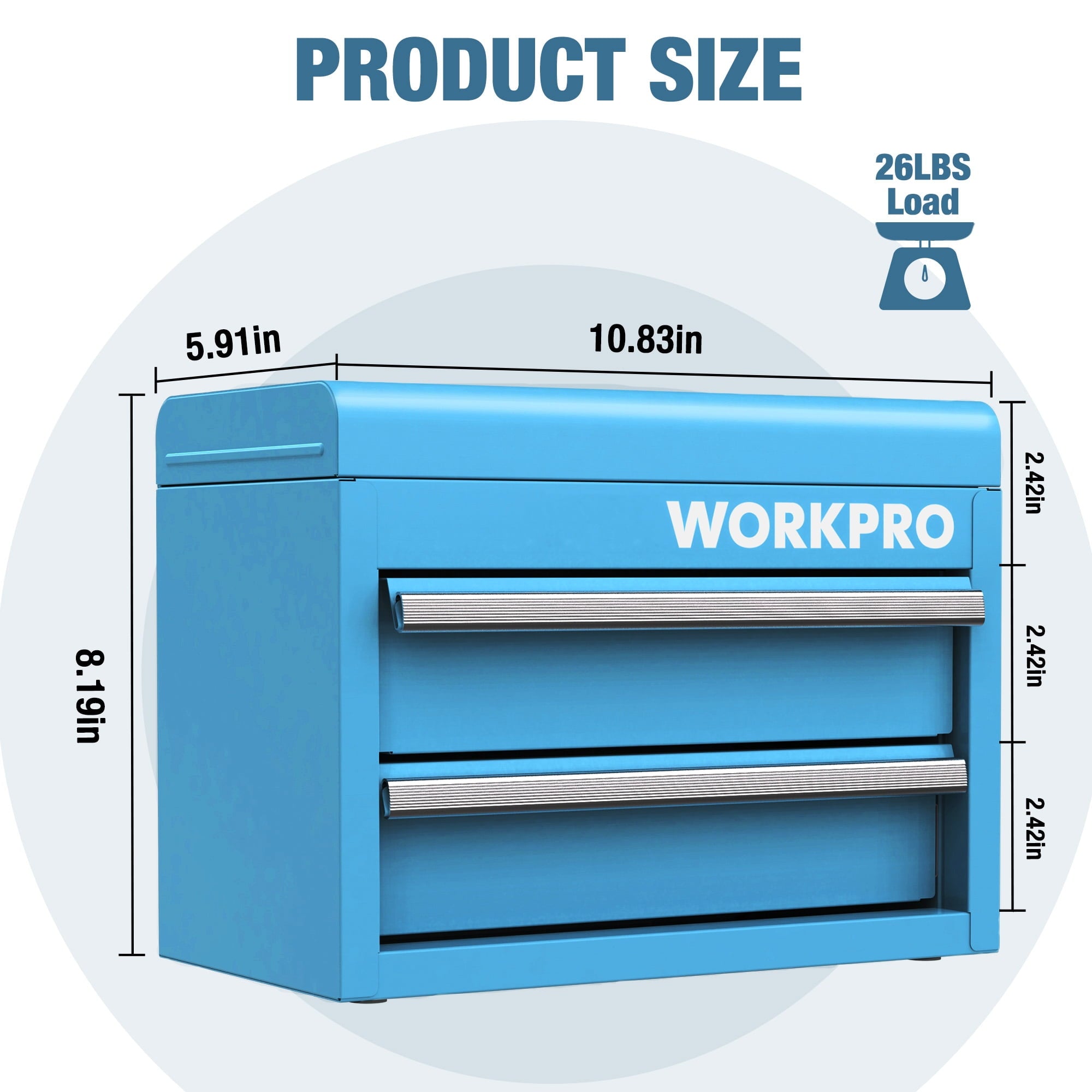 Mini Metal Tool Box with 2 Drawers and Top Storage, Small Tool Chest with Liners and PP Feet Pads, Cold Rolled Steel ... - Image 6