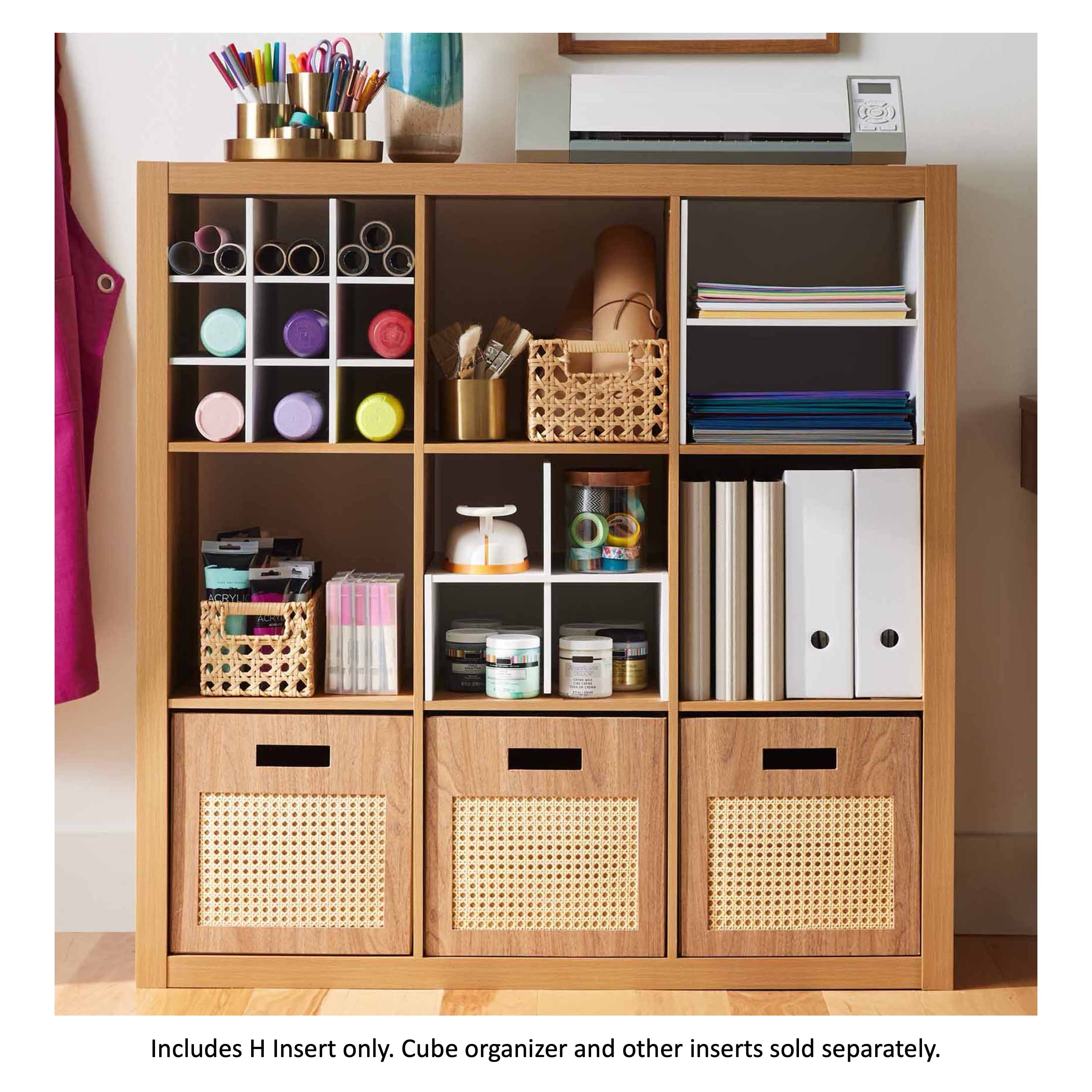 Better Homes &amp; Gardens H Shelf Insert for Cube Organizers, Tobacco Oak
