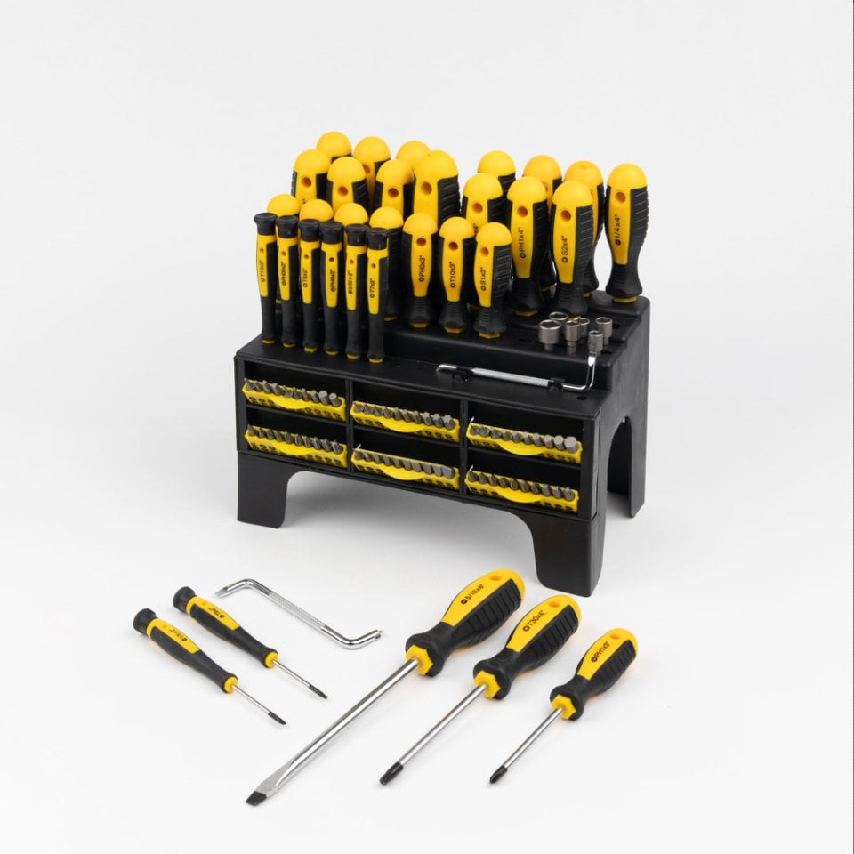 100-Piece Magnetic Screwdriver Set with Plastic Rack, Includes Slotted/Phillips/Torx Precision Drivers, Non-Slip Rubb... - Image 3