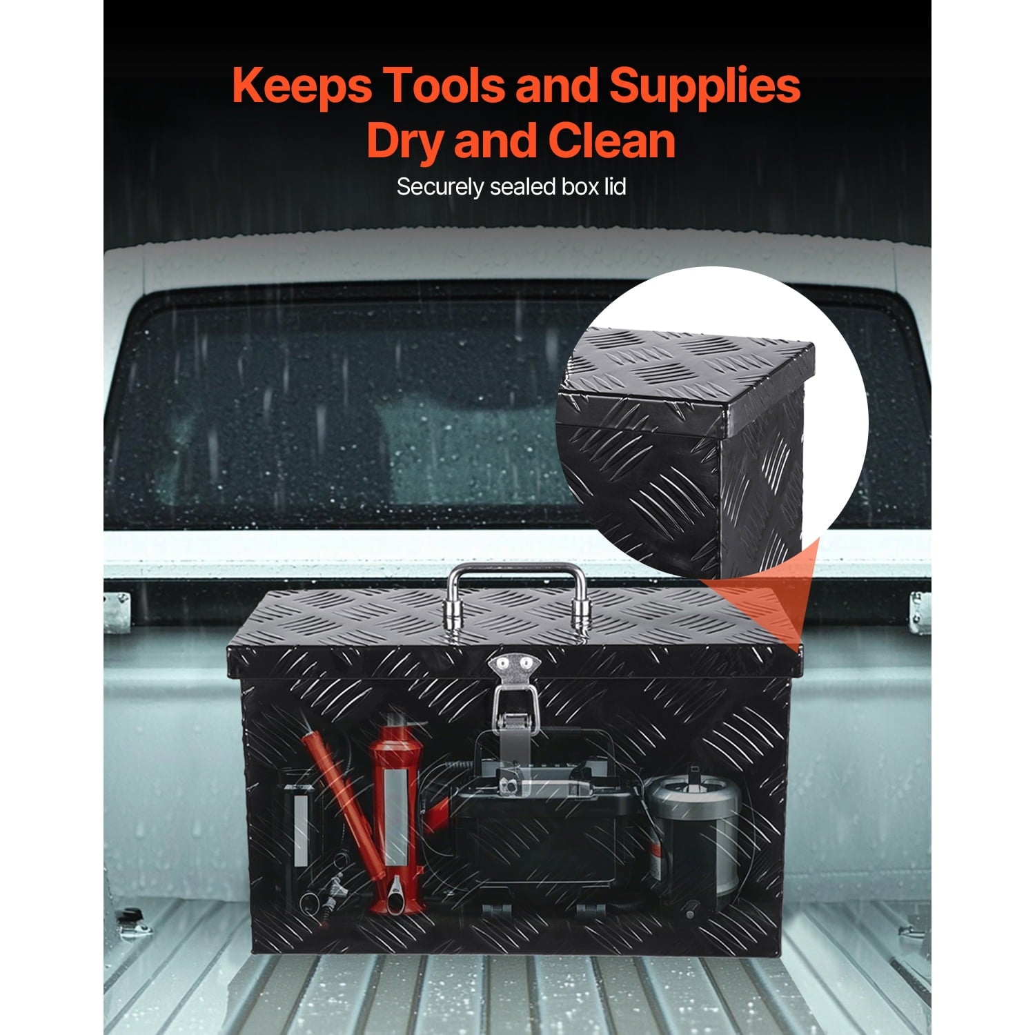 Durable Aluminum Truck Bed Tool Box, Textured Storage Box with Side and Top Handles, Organizer Chest for Trailers, Pi... - Image 5
