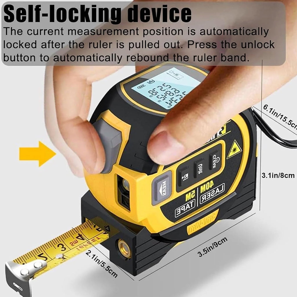 3 in 1 Digital Laser Tape Measure, 130ft/40m Laser Distance Meter, Auto Lock Measuring Tape Range Finder for Construc... - Image 4