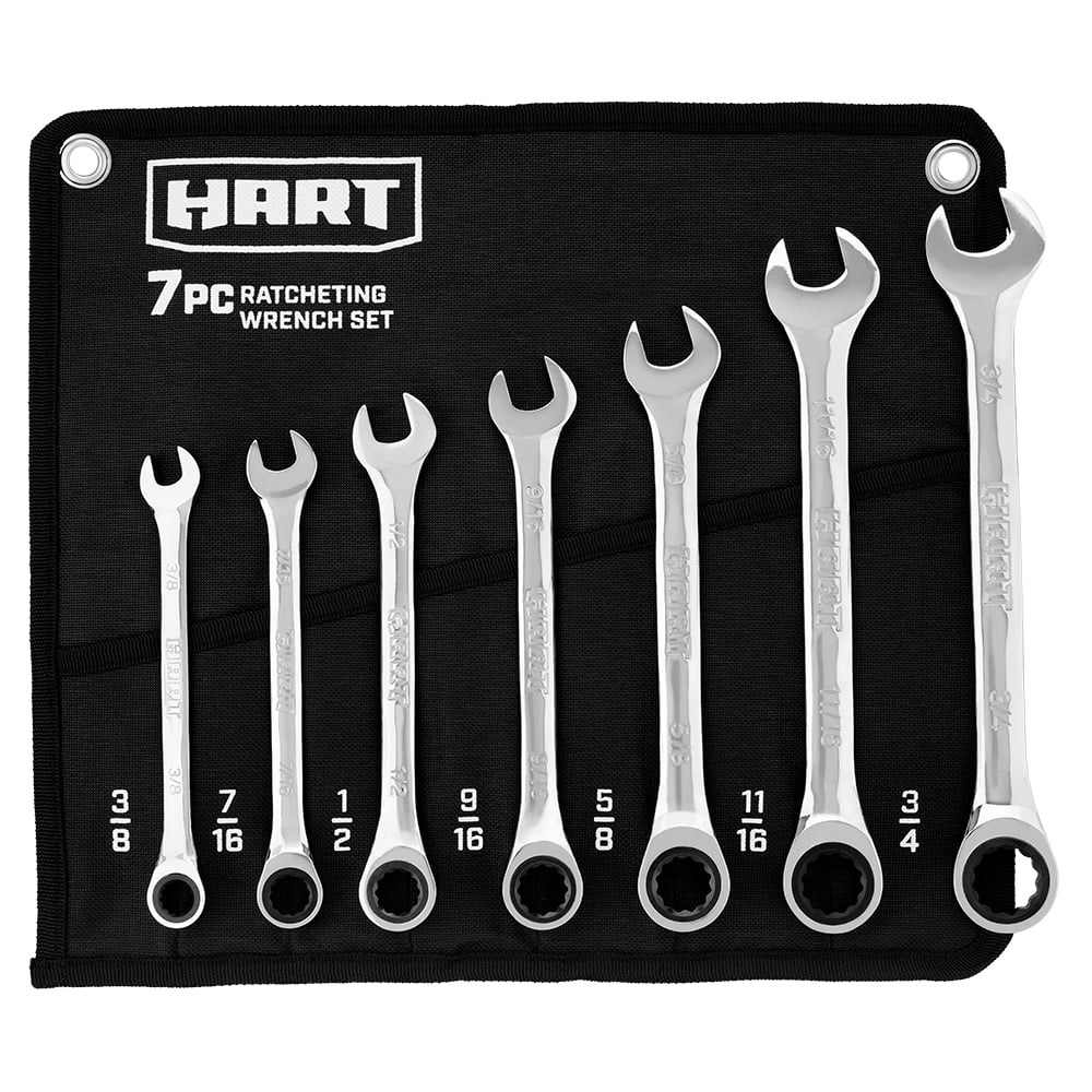 7-Piece SAE Ratcheting Wrench Set with Tool Pouch, Chrome Vanadium - Image 2