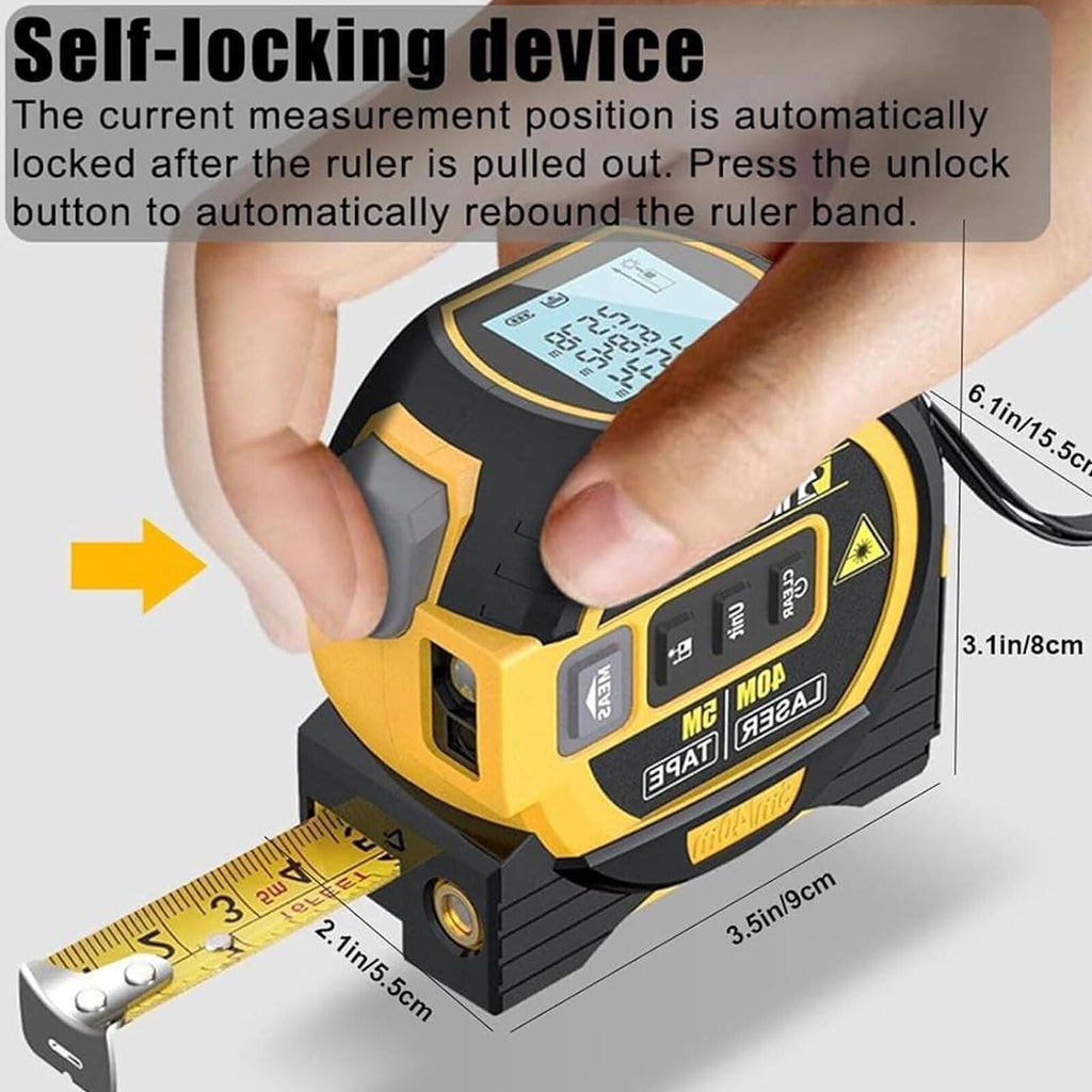 3 in 1 Digital Laser Tape Measure & Laser Cross Marking 131ft/40m Laser Distance Meter and 16Ft/5m AutoLock Tape Back... - Image 3