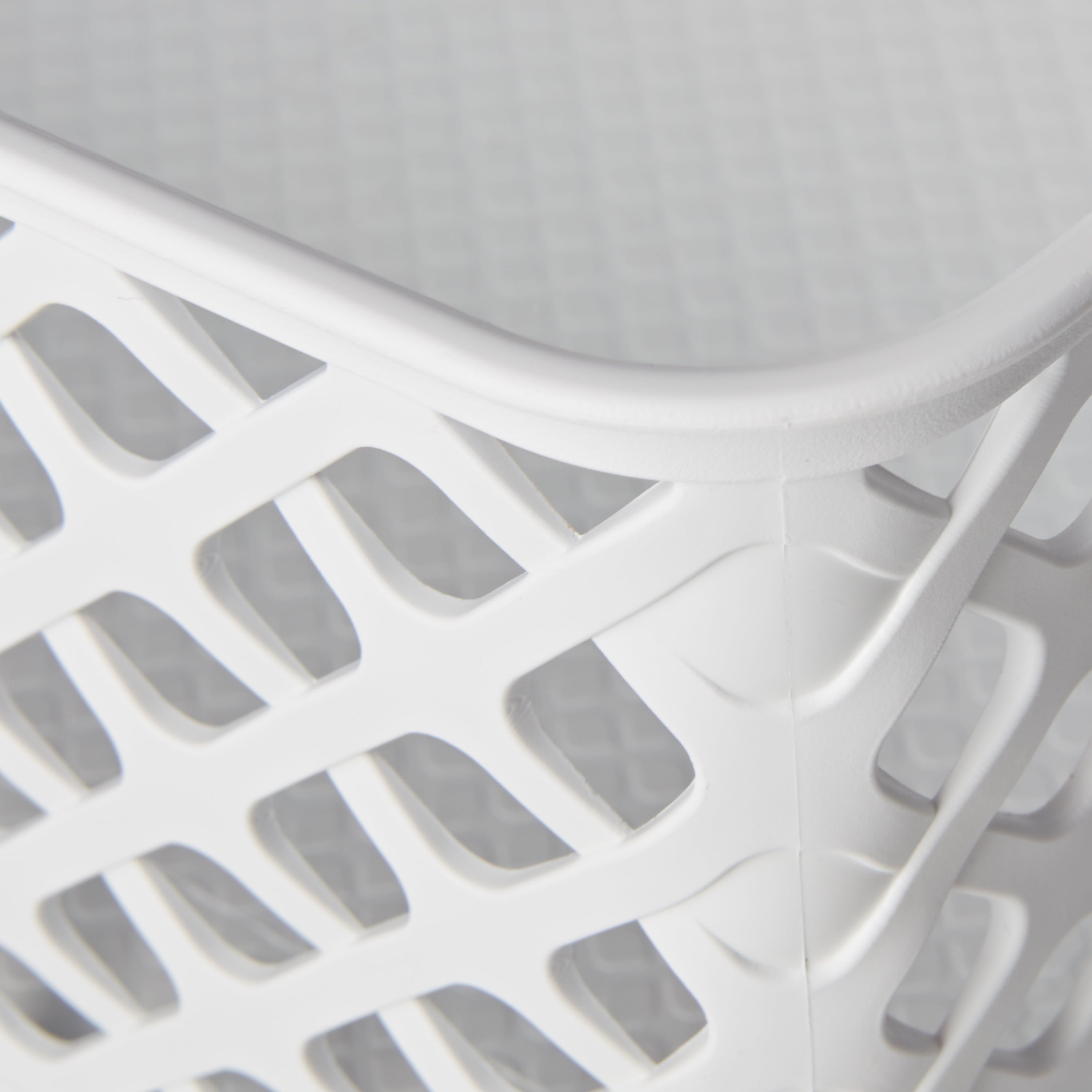 Small White Decorative Plastic Storage Basket, 10 in x 8 in x 4 in