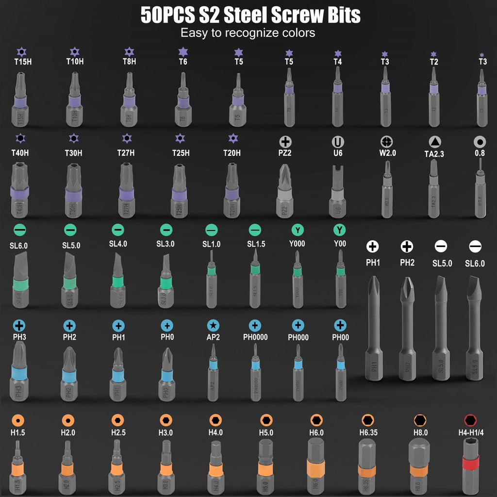 50 in 1 Magnetic Screwdriver Set, Multi Bit Magnetic Drive with Ratchet Handle, DIY Ratchet Screwdriver Set, Portable Repair Tool Kit for Fu - Image 6