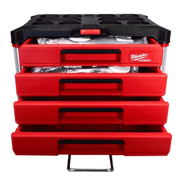 Milwaukee PACKOUT 4-Drawer Tool Box, 50-lb Capacity, Modular Storage, Model 48-22-8444 - Image 2