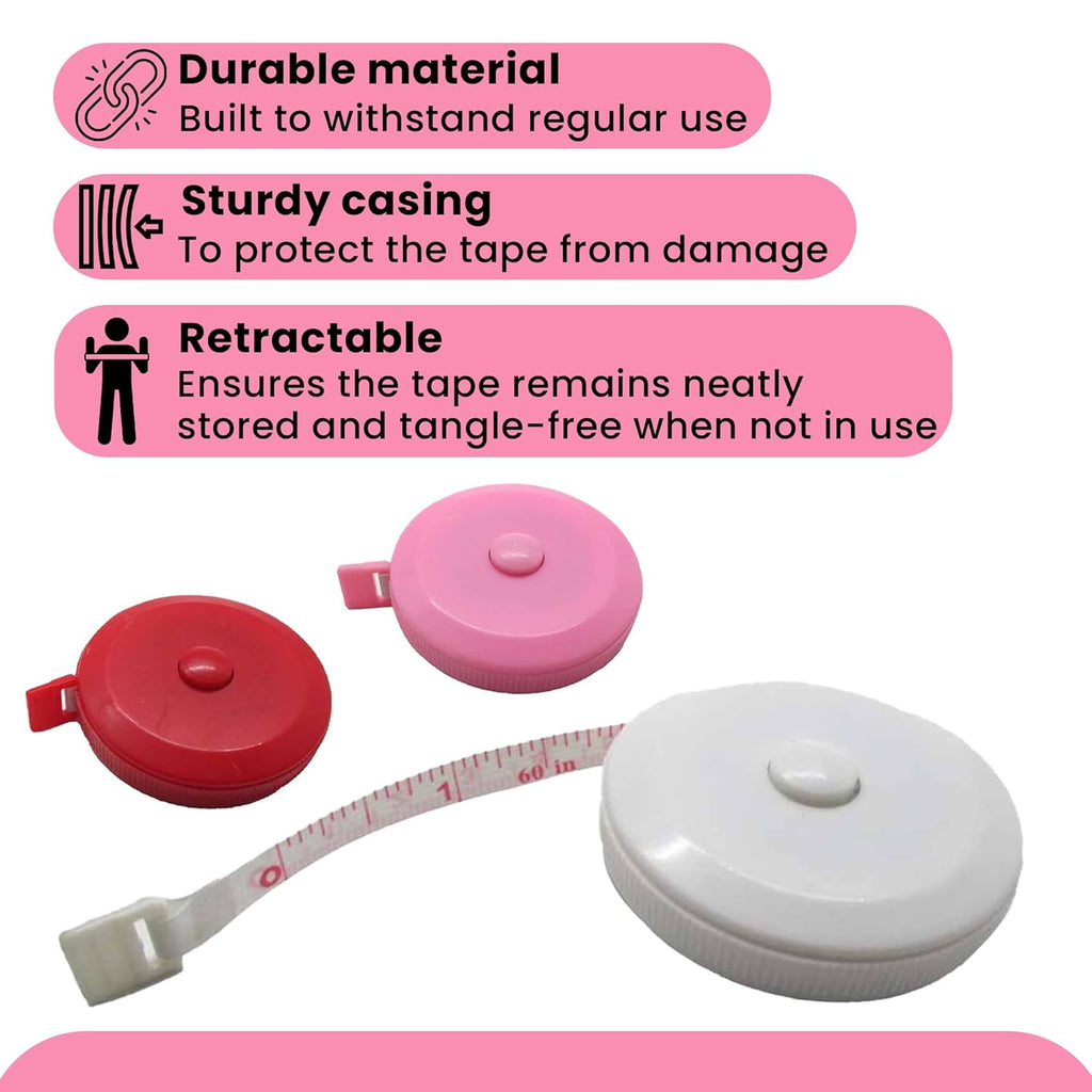 Measuring Tape Set – Pack of 3 Retractable Soft Tape Measures for Body, Waist, Sewing, Tailoring, Crafting, DIY, Knit... - Image 4