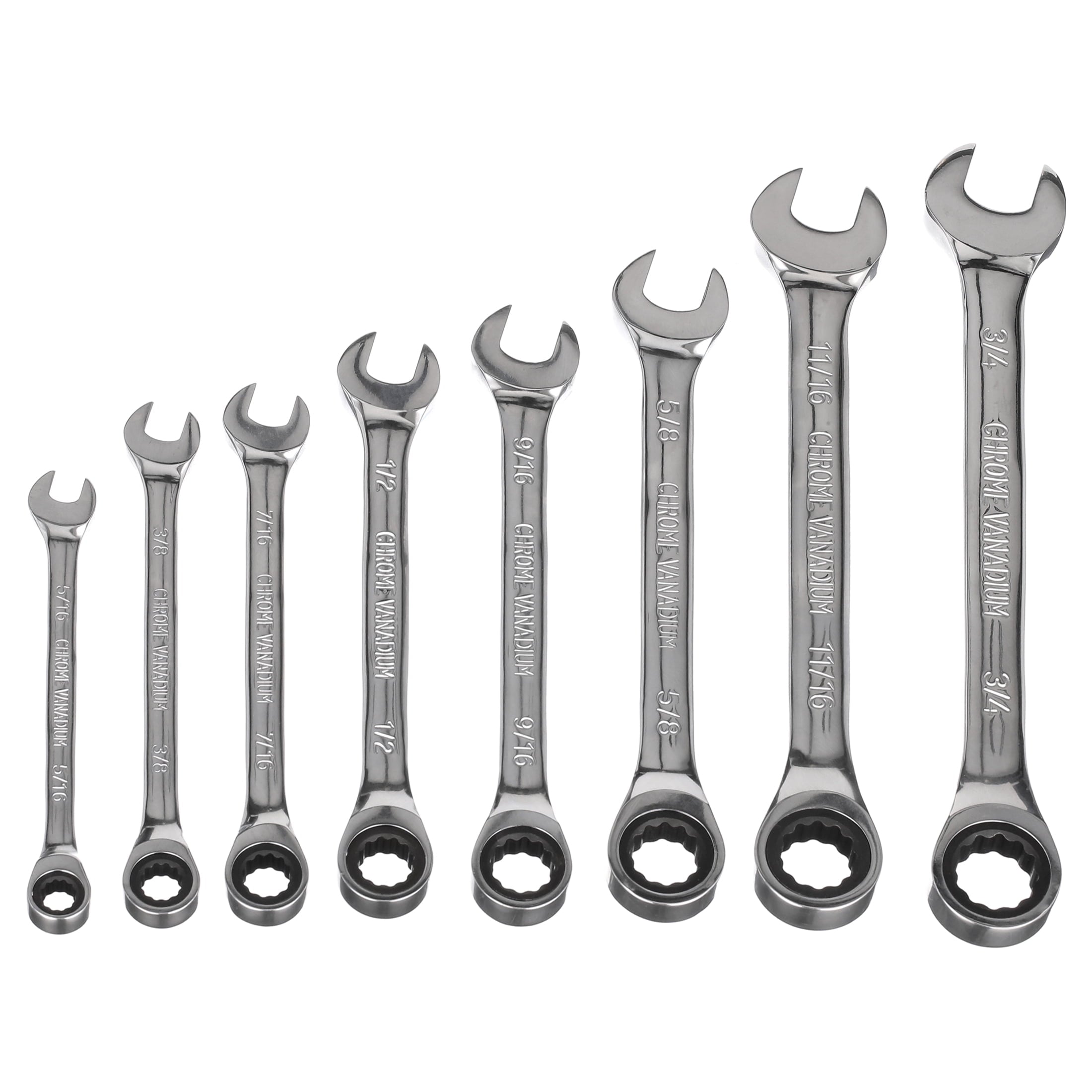 8-Piece SAE Ratcheting Wrench Set with Tool Pouch, Chrome Vanadium - Image 2