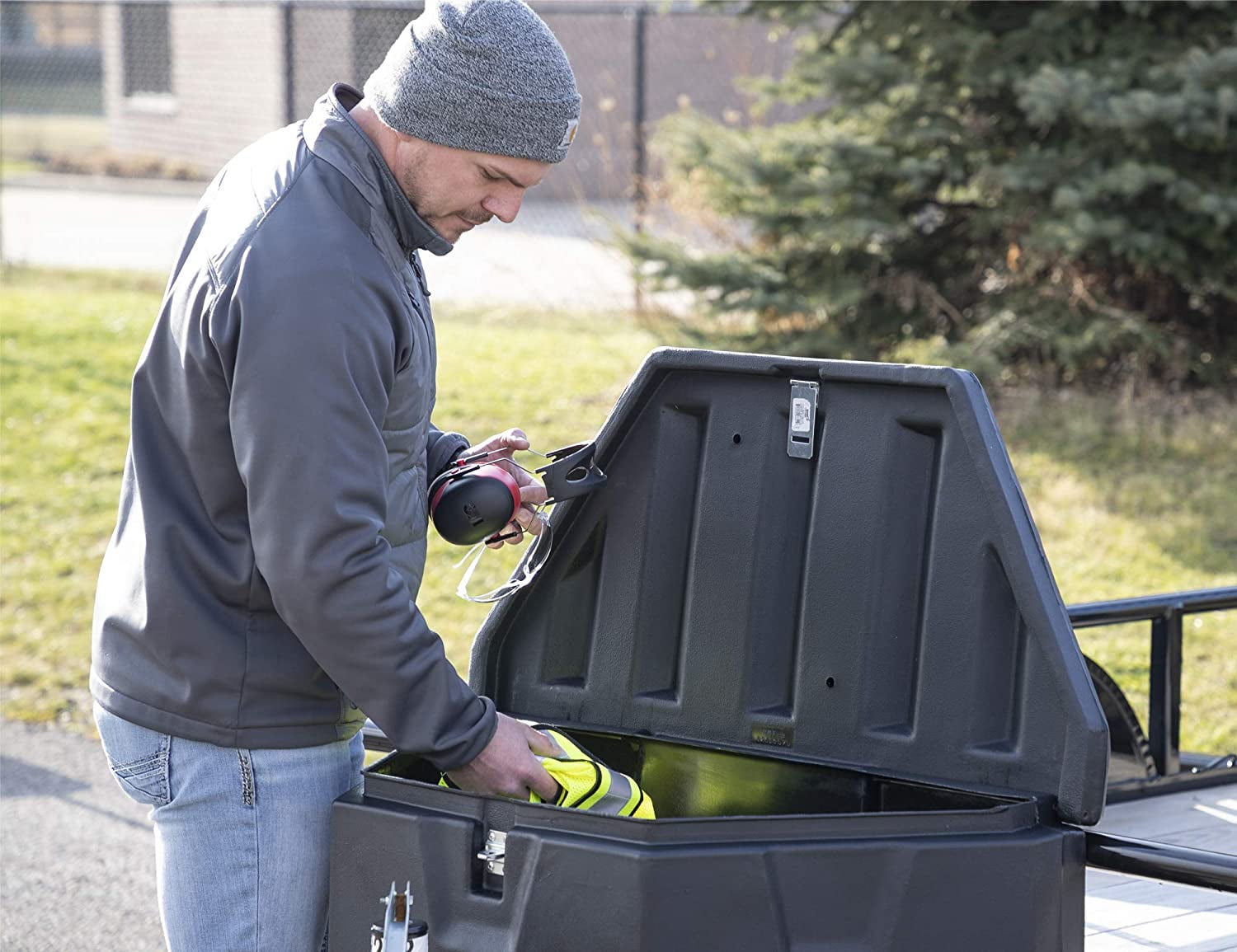 1701680 Trailer Tongue Truck Tool Cargo Storage Box, Black - Image 6