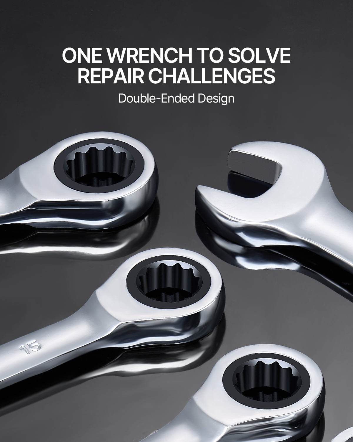Combination Wrench Set, 30-Unit Ratchet Wrench Collection with Storage Stand, Chromium-Vanadium Steel Wrench Assortme... - Image 3