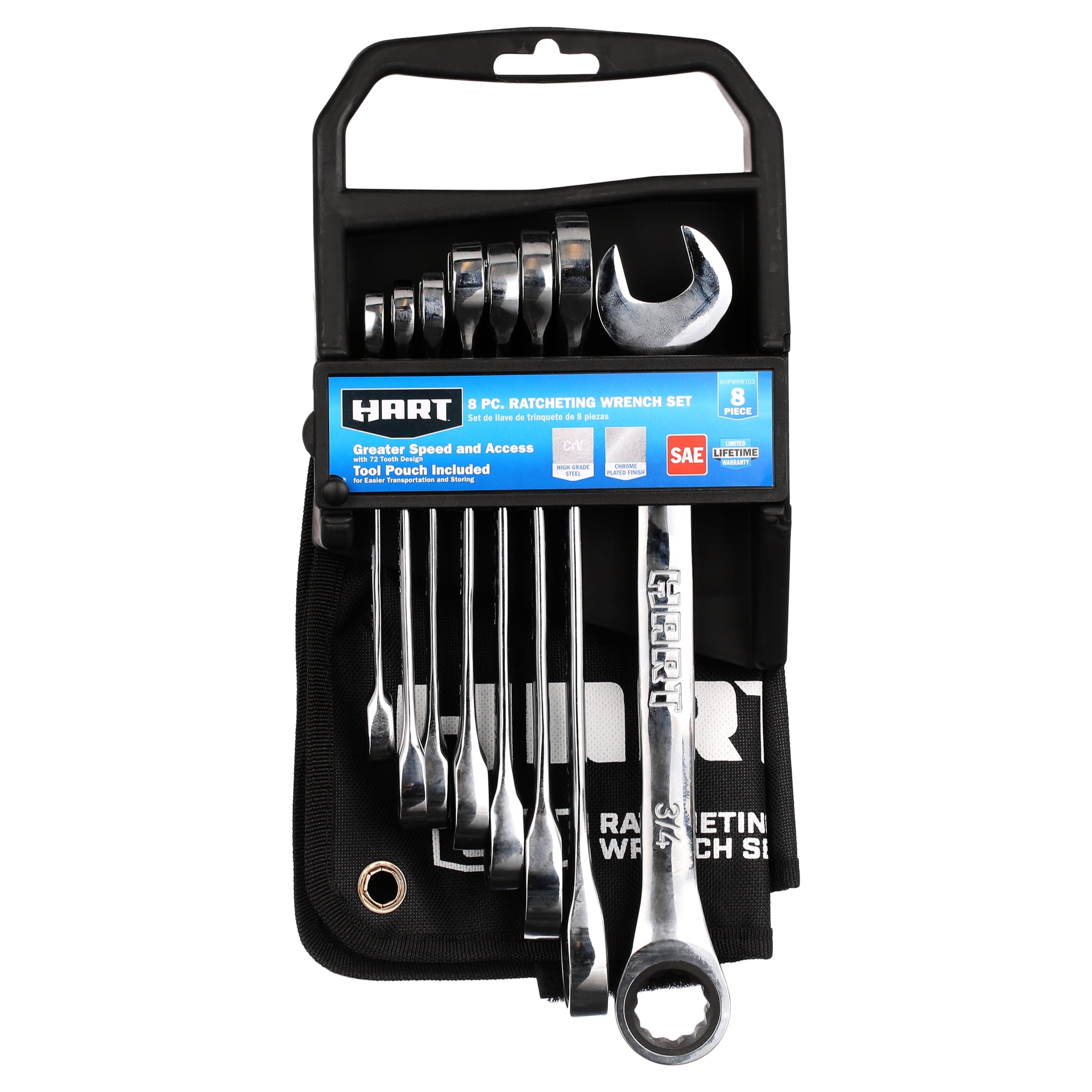 8-Piece SAE Ratcheting Wrench Set with Tool Pouch, Chrome Vanadium - Image 3