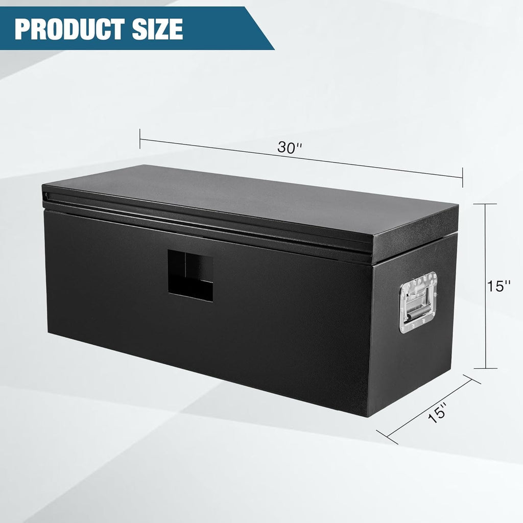 Studyset Black Steel Truck Bed Tool Box, 30"x 15"x 15", Black Powder Coated Storage Chest, Weatherproof Tool Organizer Truck Box for Organiz - Image 2