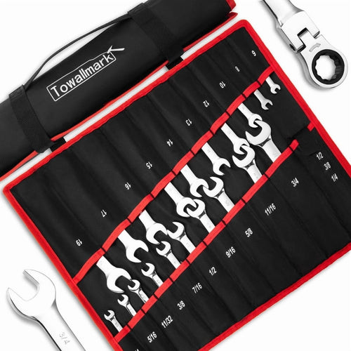 20 PCS Flex Head Ratcheting Wrench Set, Professional Ratchet Wrench Kit With 72 Tooth CR-V Steel, Roll Up Pouch, SAE ... - Image 2