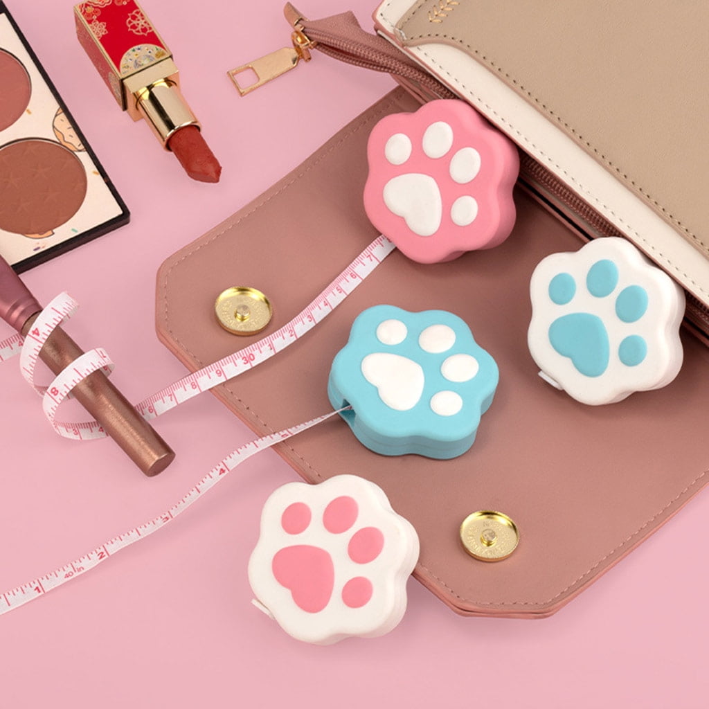 Portable Cartoon Body Measure Tape Lovely Kitten Paw-like Measuring Tape with Lock Pin/Push Button Mini Measuring Tape - Image 6