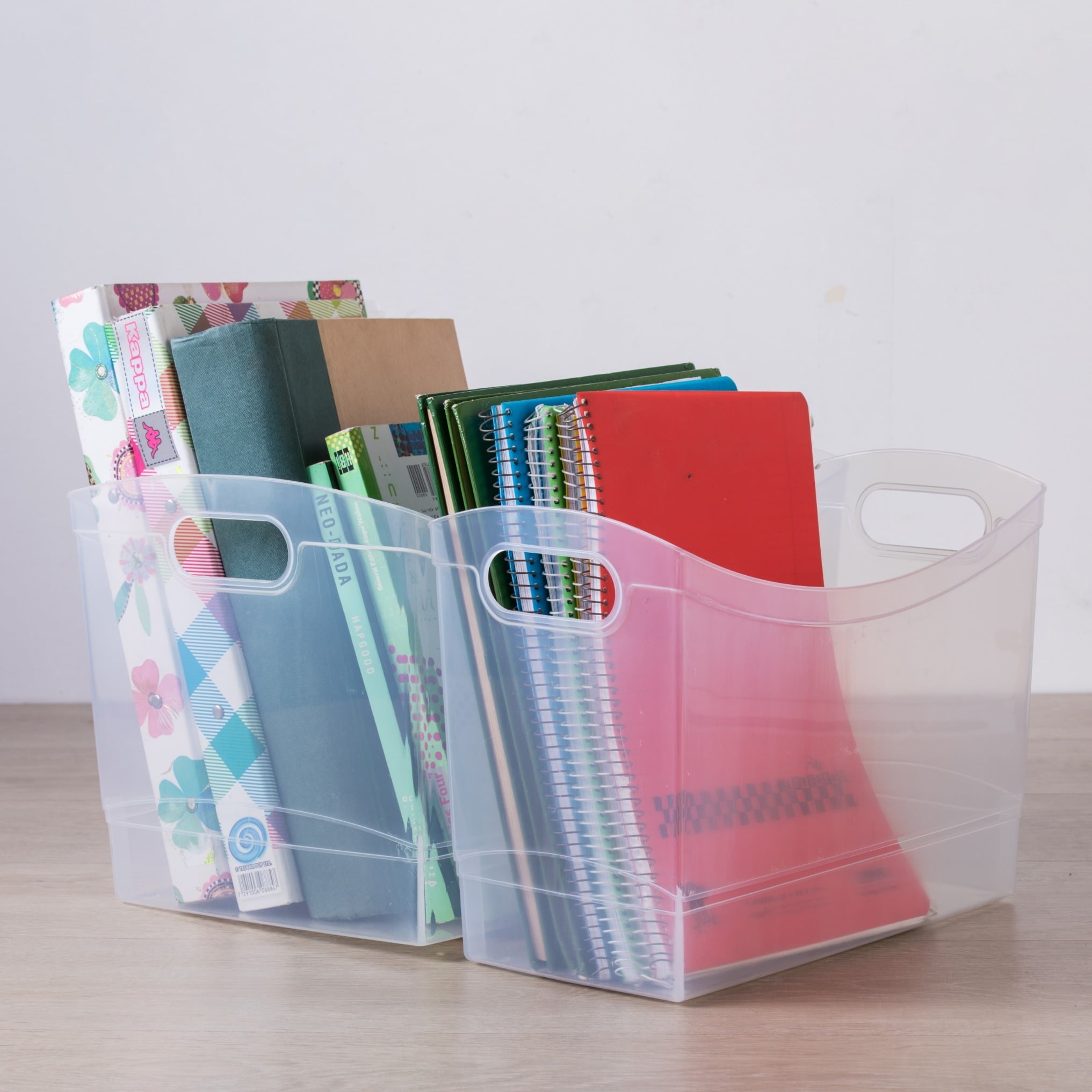 Clear Plastic Utility Storage Bin Organizer with Built-In Handles, Large Storage Container for Pantry, Closet, Cabinet and Shelf Organization, 15.3" x 10.4" x 9.8"