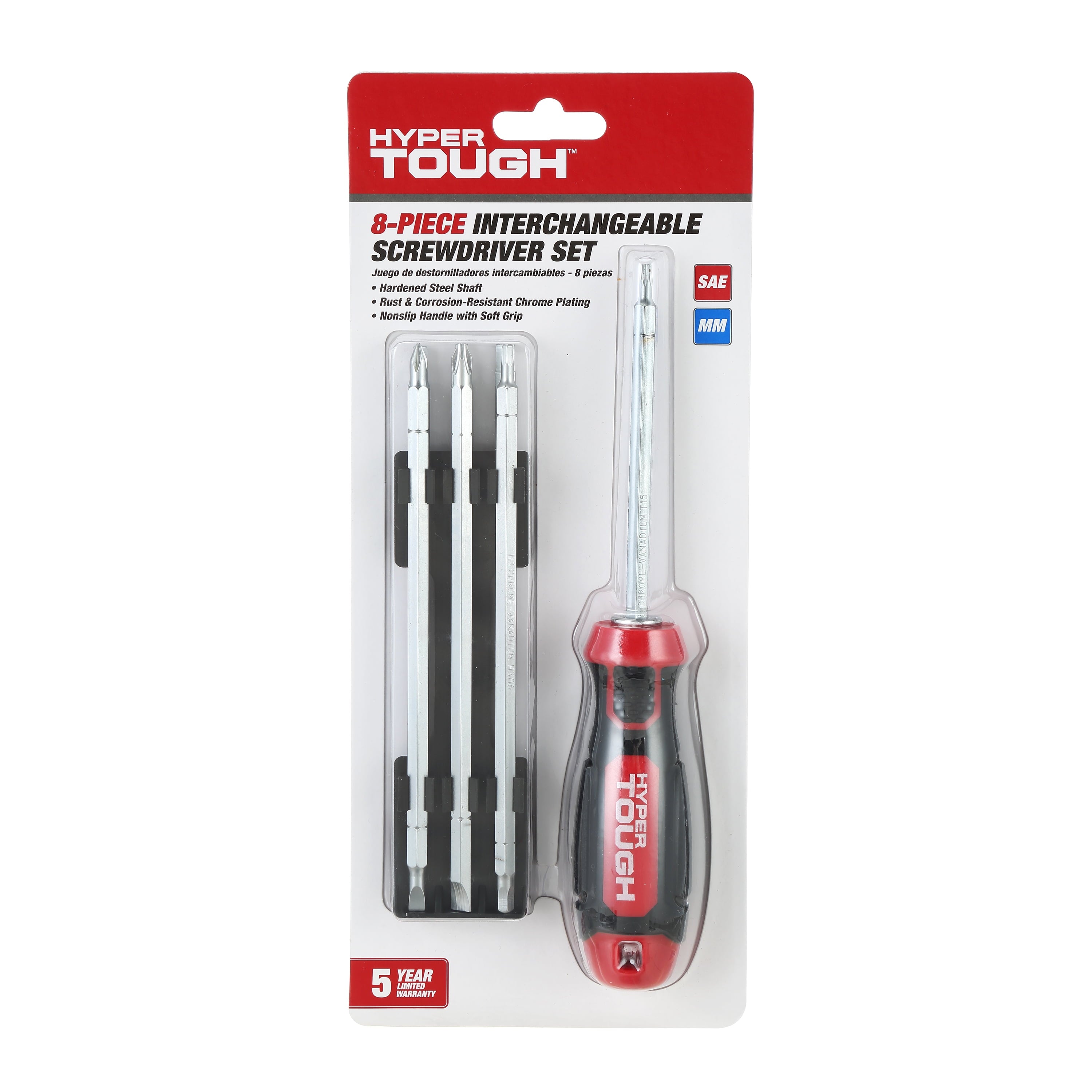 Hyper Tough 8 Piece Interchangeable Slotted & Phillips Bits Screwdriver Set - Image 4