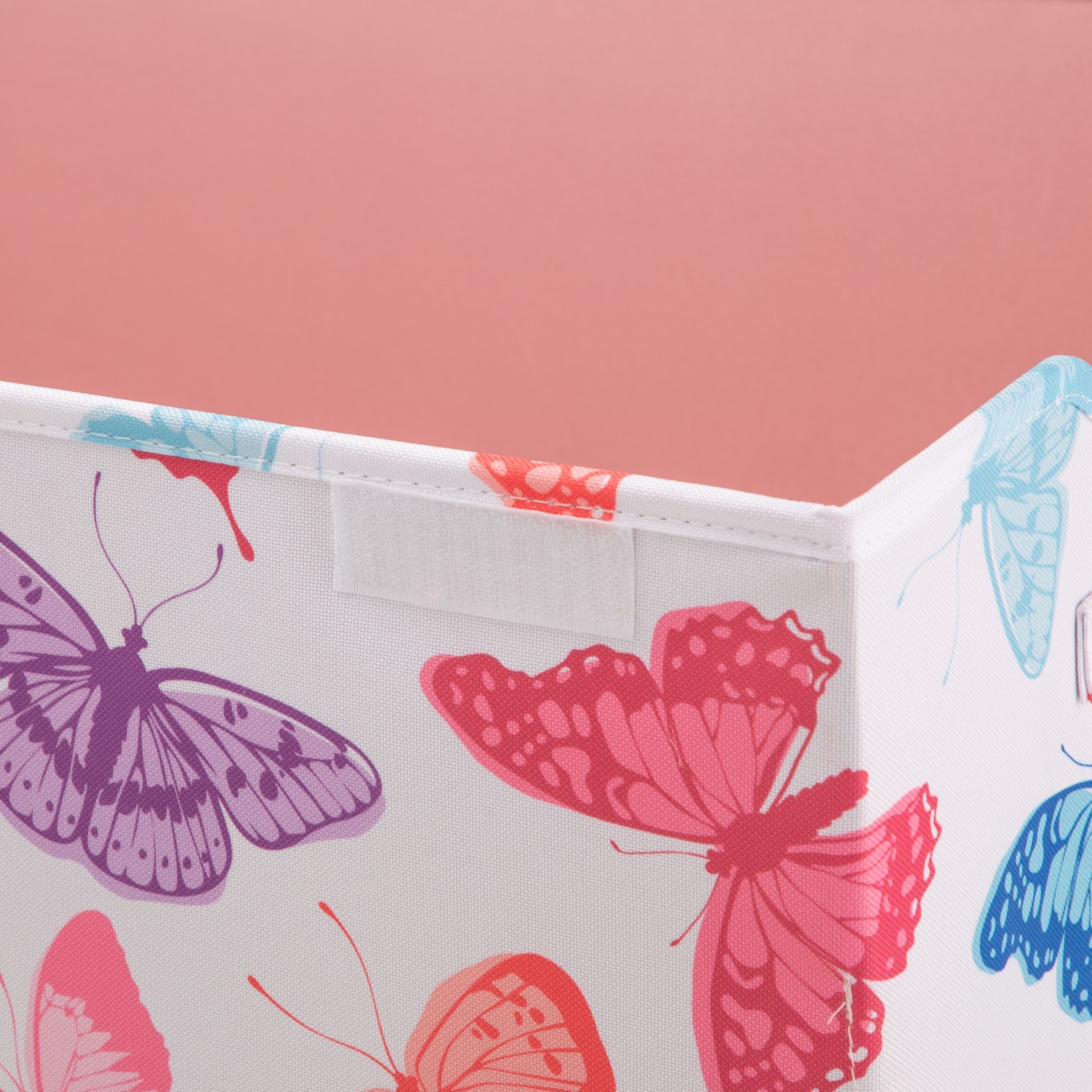 Kids Butterfly Pattern Collapsible Toy Storage Trunk, 24 in x 14.8 in x 15 in