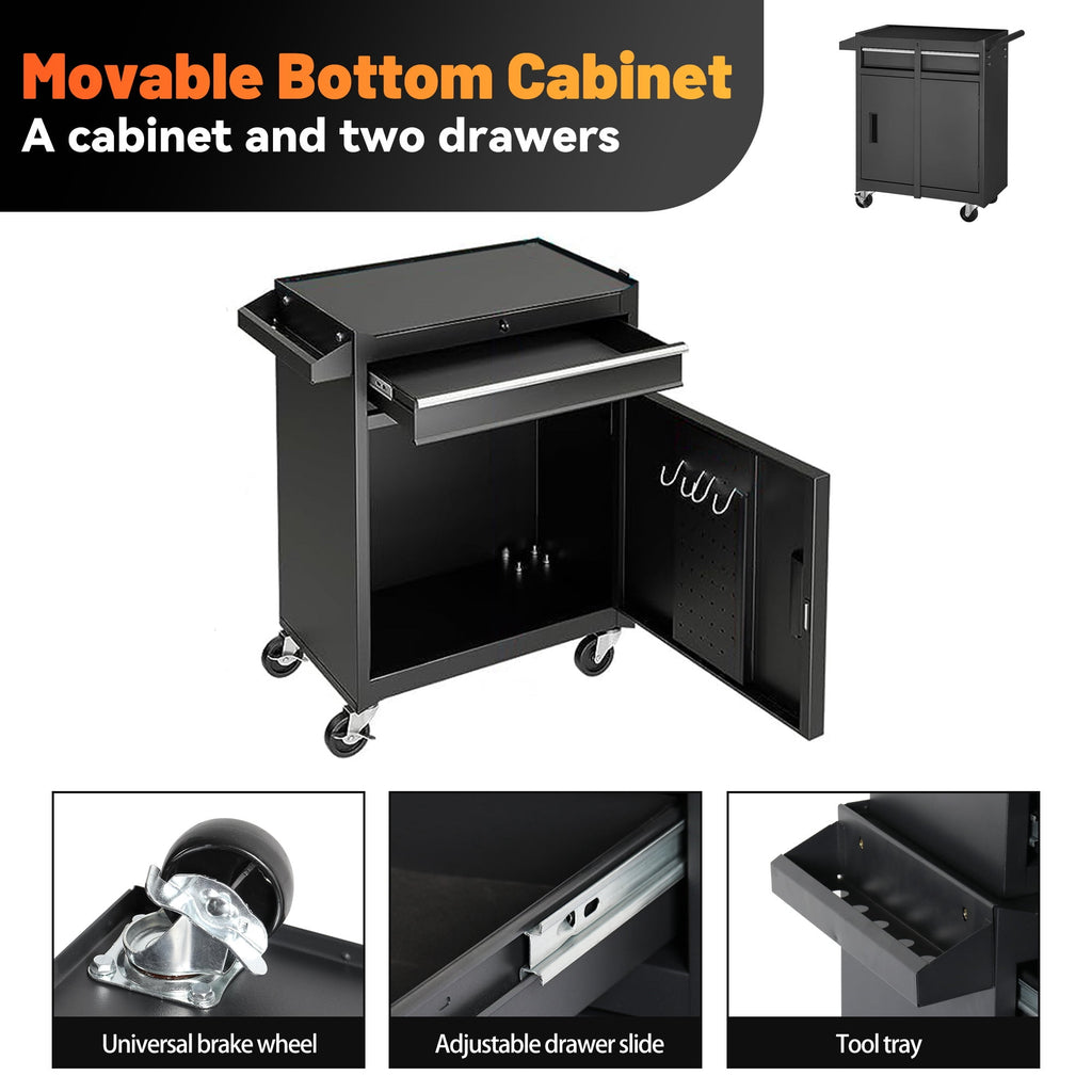 5-Drawer Storage Cabinet with Detachable Top Box Universal Lockable Wheels for Garage Workshop - Image 4