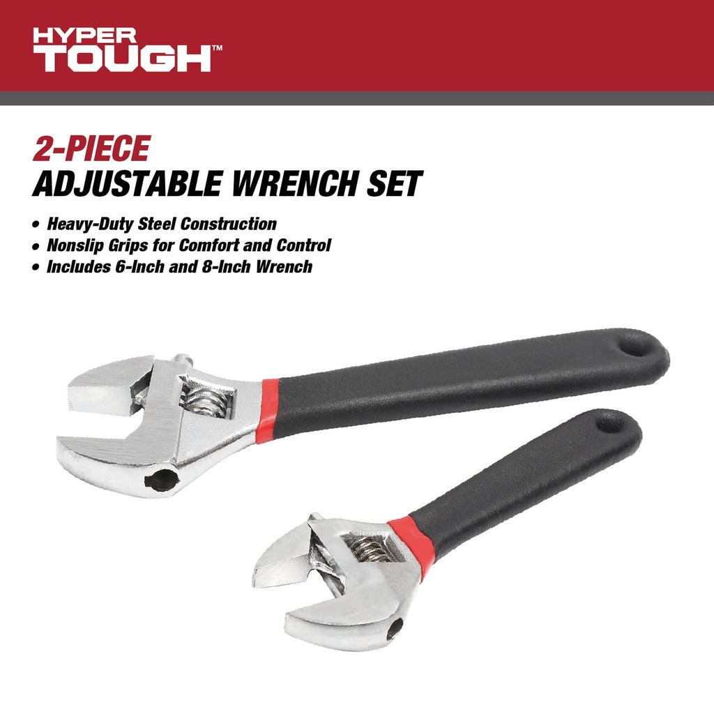 2-Piece Adjustable Wrench Set with Comfort Handles, 6-inch & 8-inch - Image 2