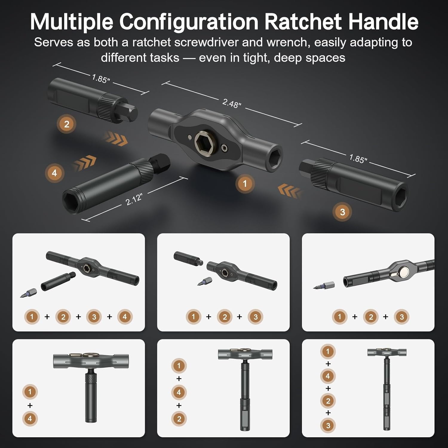 42 in 1 Magnetic Screwdriver Set, DIY Ratchet Screwdriver Set, Multi Bit Magnetic Drive Set with Detachable Ratchet Handle, Portable Compact - Image 2